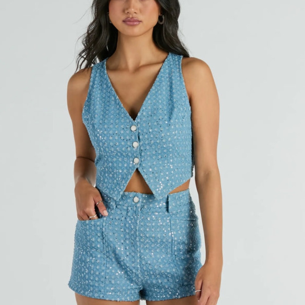 Denim set available in size small new with tag one